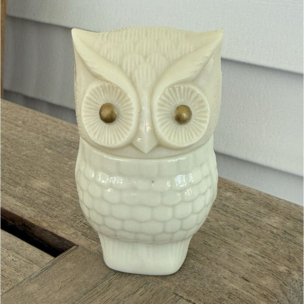 Vintage 1970s Avon Owl Roses Cream Sachet Milk Glass Empty Bottle Collectible